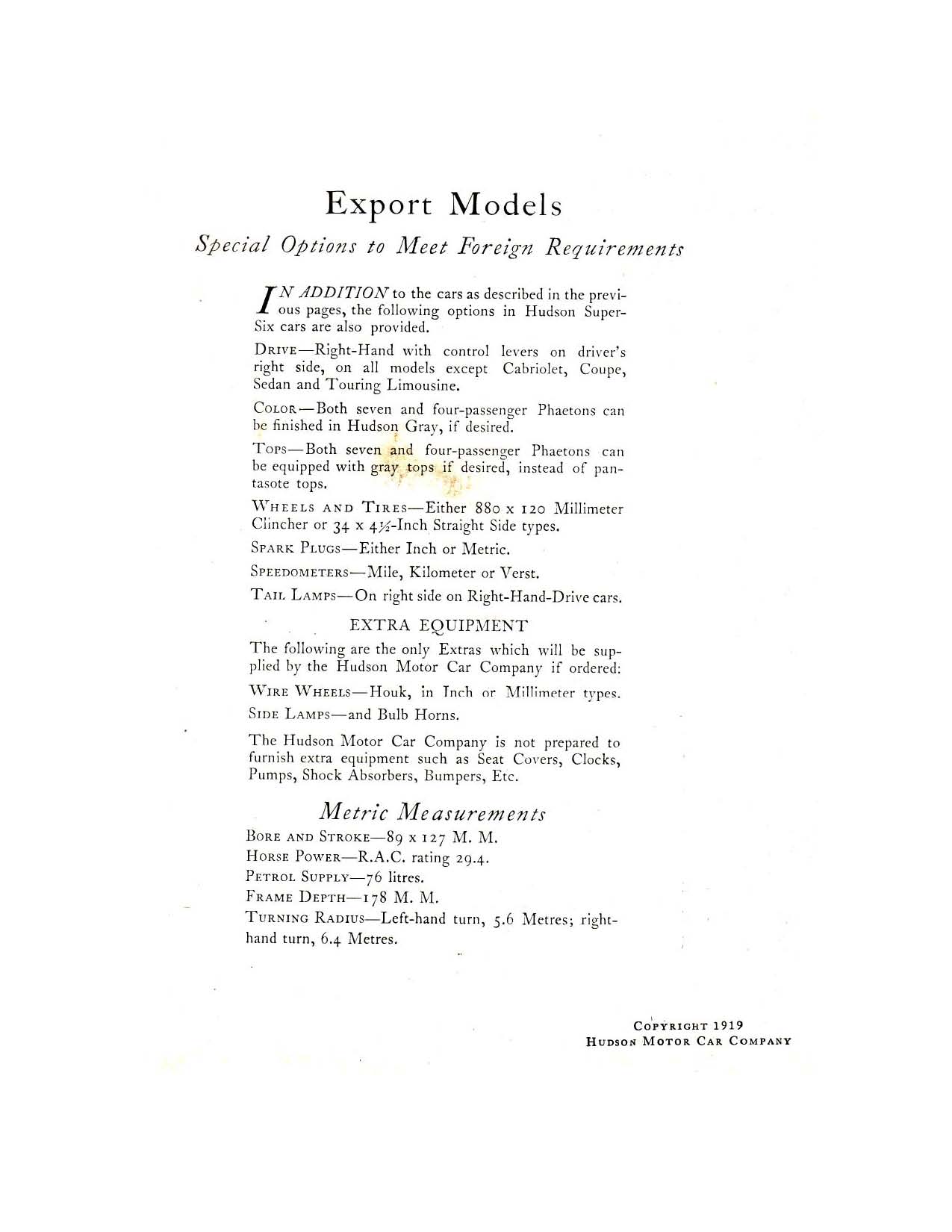 1919 Hudson Super-Six Brochure Page 13